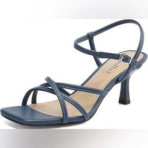 Alunllnd Strappy Navy Women's Mid Heel Sandals
